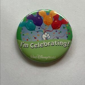 Disney World I’m Celebrating Button with Colorful Balloons